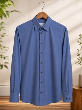 Eton Men's Textured Blue Dress Shirt